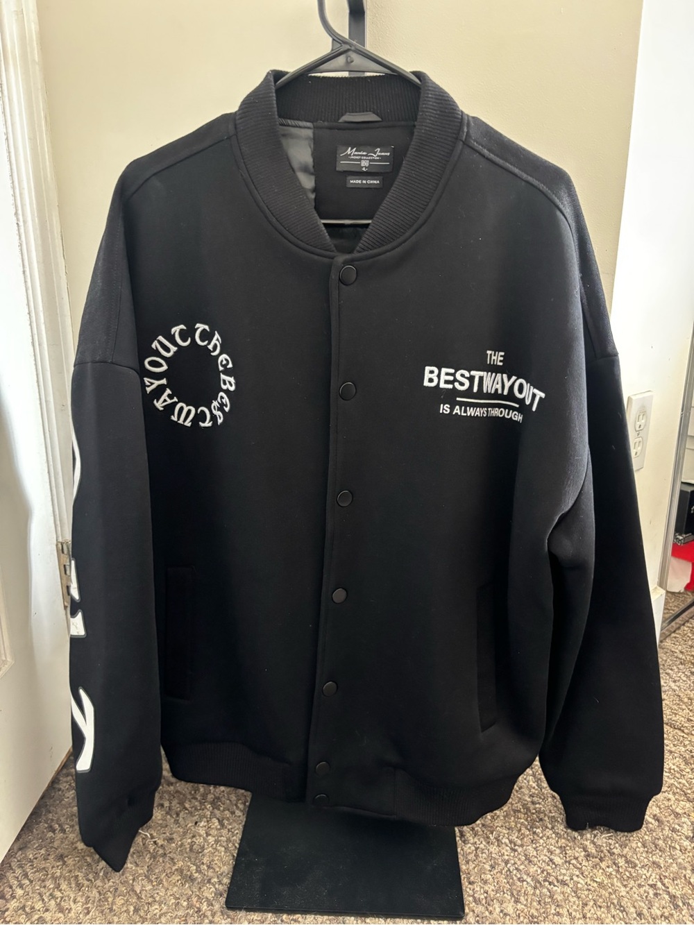 Black Graphic Bomber Jacket